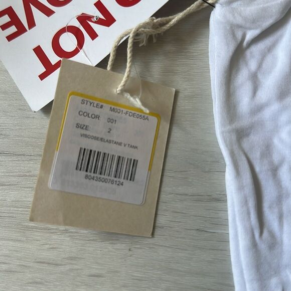 Majestic Filatures Soft Touch‎ V Neck Tank White Size 2 New with tags - Picture 4 of 5